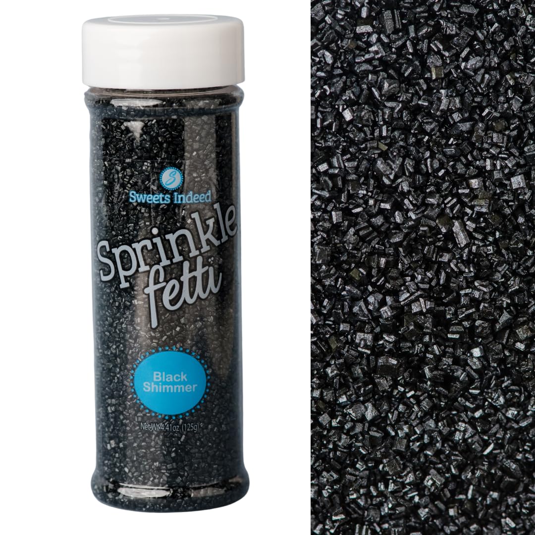 Sweets Indeed Sprinkles  Edible Sprinkle Sugar Mix  Perfect for Cake Decorations  Baking  Ice Cream  Cookies  Cupcake Topper  5 ounces (Black)