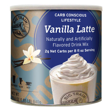 Big Train Carb Conscious Blended Ice Coffee, Vanilla Latte, Low Carb Powdered Instant Coffee Drink Mix, 1.85 Pound (Packaging May Vary)