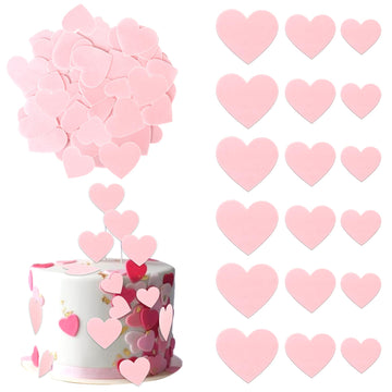 60 PCS Edible Heart Cupcake Toppers Sweet Love Valentine's Day Cake Decorations Edible Heart Cupcake Picks for Valentine's Day W