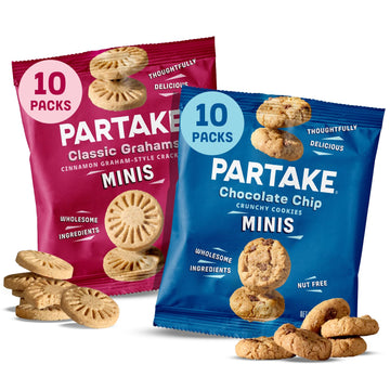 Gluten Free Partake Crunchy Chocolate Chip Cookies + Classic Graham Crackers Variety Pack - Vegan - Free From the Top 9 Allergen