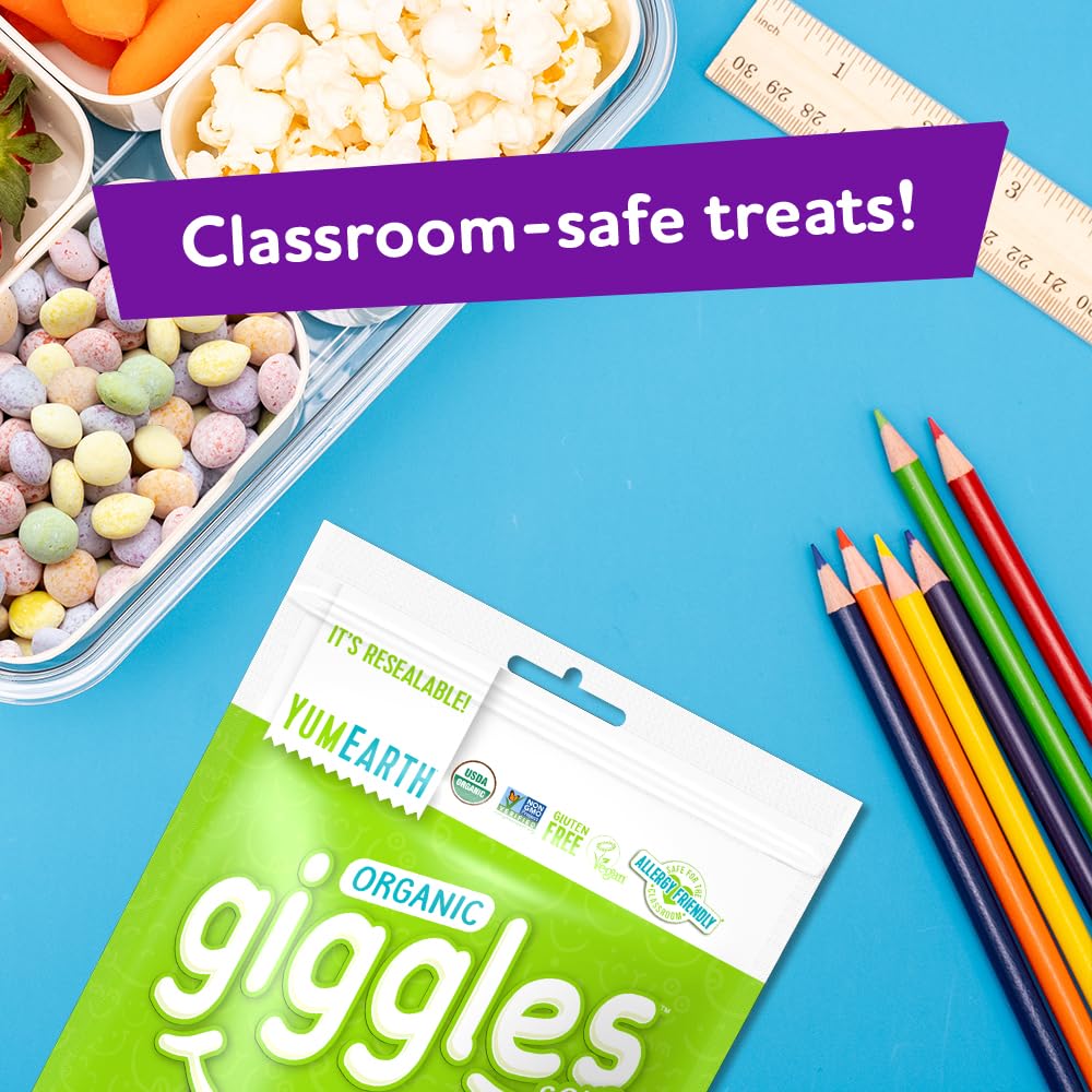 Yumearth Organic Sour Giggles Chewy Candy, Pack Of 6 (5 Oz) - Allergy Friendly, Non Gmo, Gluten Free, Vegan