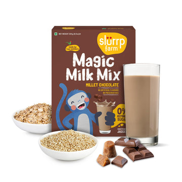 Slurrp Farm Magic Milk Mix | Millet Chocolate Drink | 0% Refined Sugar | Nutritious, Easy to Digest, Delicious | Great for Growi