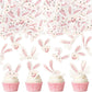 40Pack Edible Happy Easter Cupcake Toppers for Rabbit Ears Bunny Party Decorations Drink Topper Cake Food Decor Appetizers Tooth