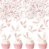 40Pack Edible Happy Easter Cupcake Toppers for Rabbit Ears Bunny Party Decorations Drink Topper Cake Food Decor Appetizers Tooth