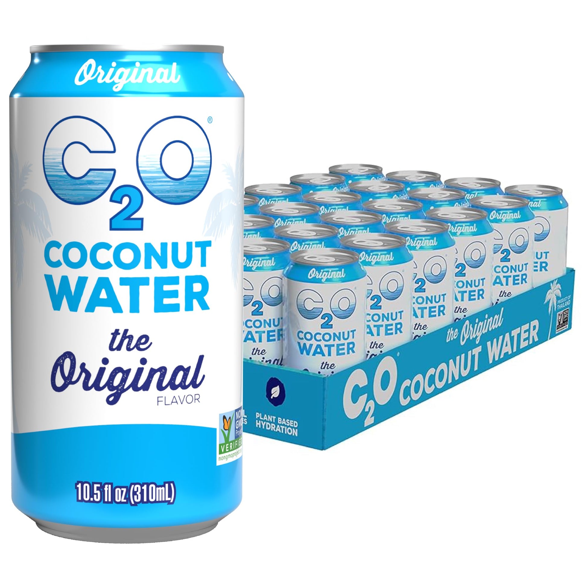 C2O - Coconut Water, The Original Flavor (24 Pack) - Made with Fresh Coconut Water - Plant Based - Non GMO - Canned Water - Natu