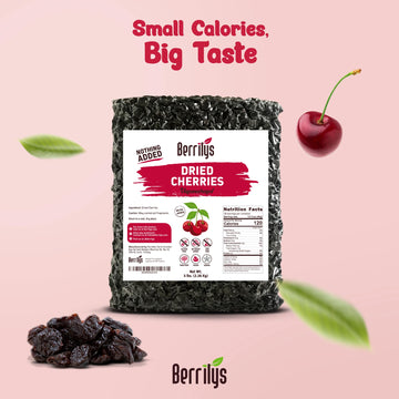 Berrilys Dried Cherries, 5 Lbs, Dark Sweet Cherries, Pitted, Healthy Snacking, Great As A Baking Ingredient, No Added Sugar, Non