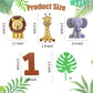 Safari Animal Cake Toppers Jungle Wild One Cake Decorations With Lion Giraffe Elephant Zebra For Wild Animals Themed Birthday Ca