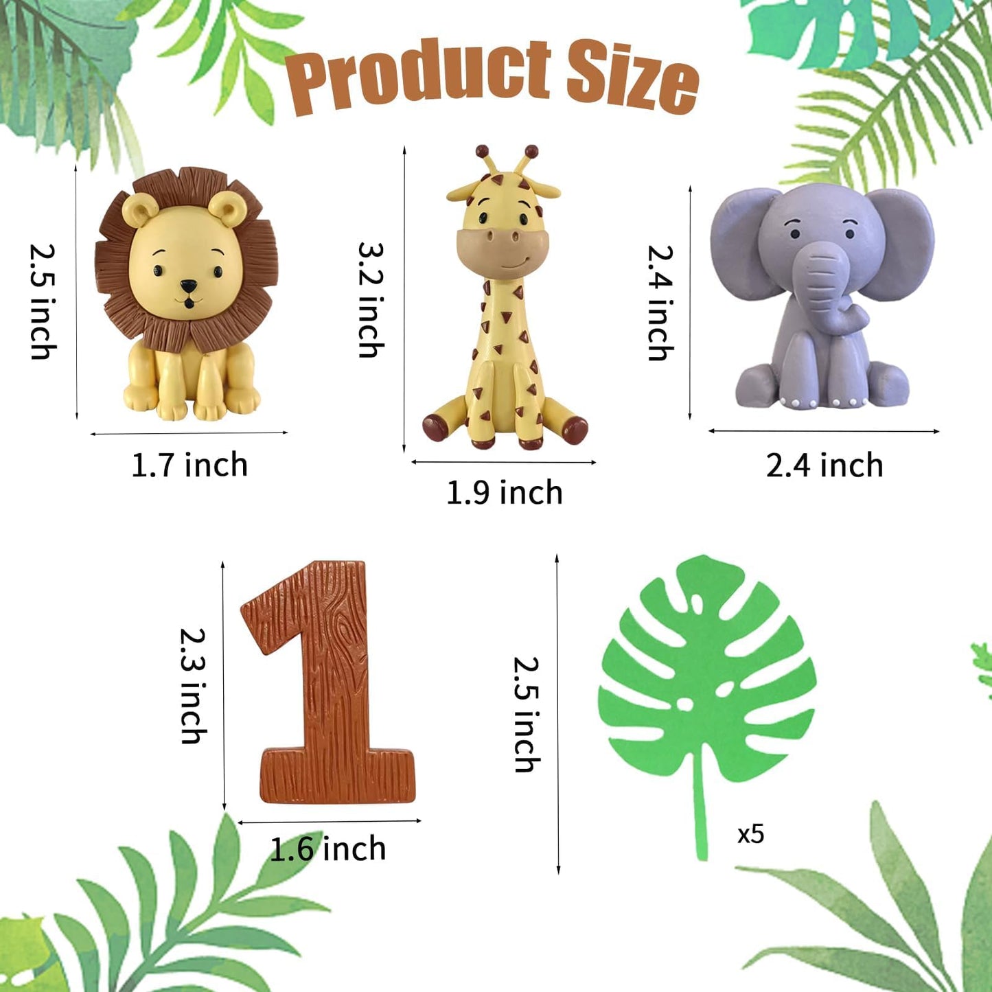 Safari Animal Cake Toppers Jungle Wild One Cake Decorations With Lion Giraffe Elephant Zebra For Wild Animals Themed Birthday Ca