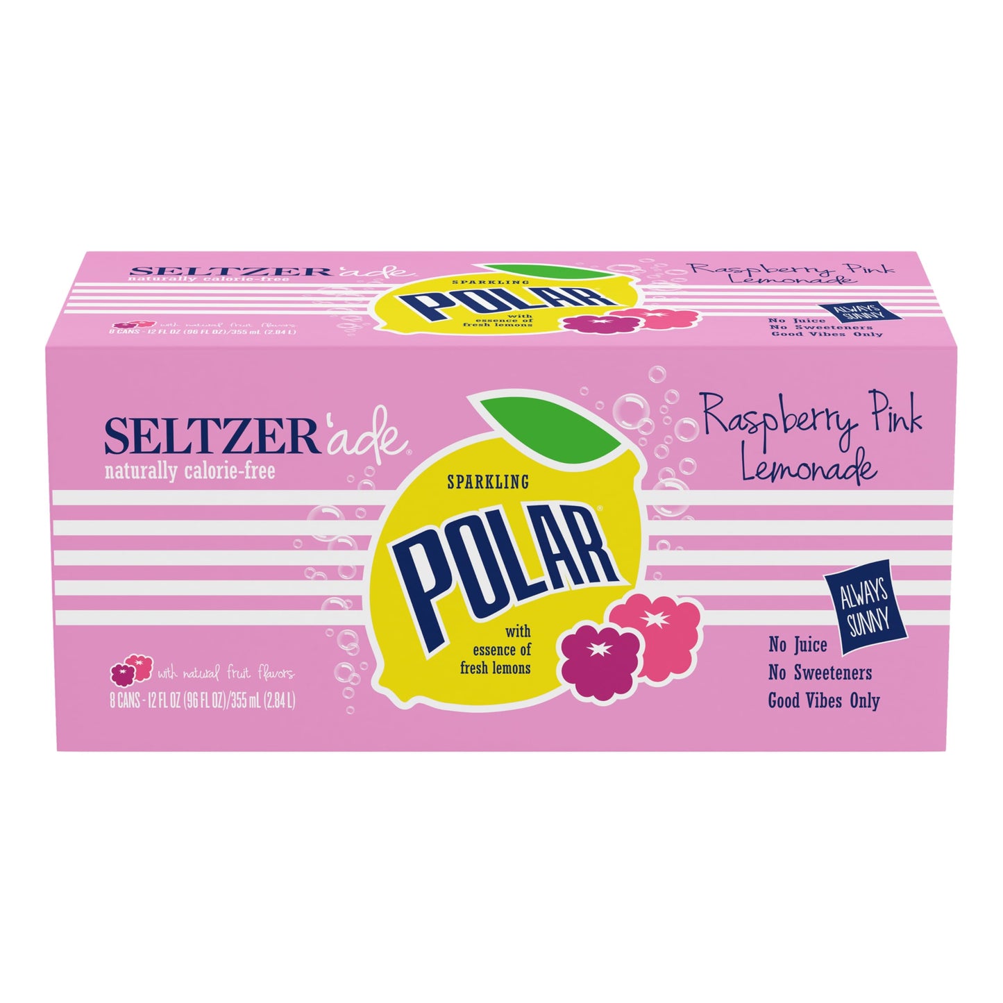 Polar Seltzer Raspberry Pink Lemonade, 12 Fl Oz Cans, 8Pk