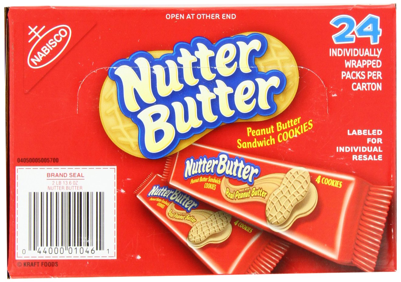 Nabisco Nutter Butter Sandwich Cookies, Peanut, 24 Count