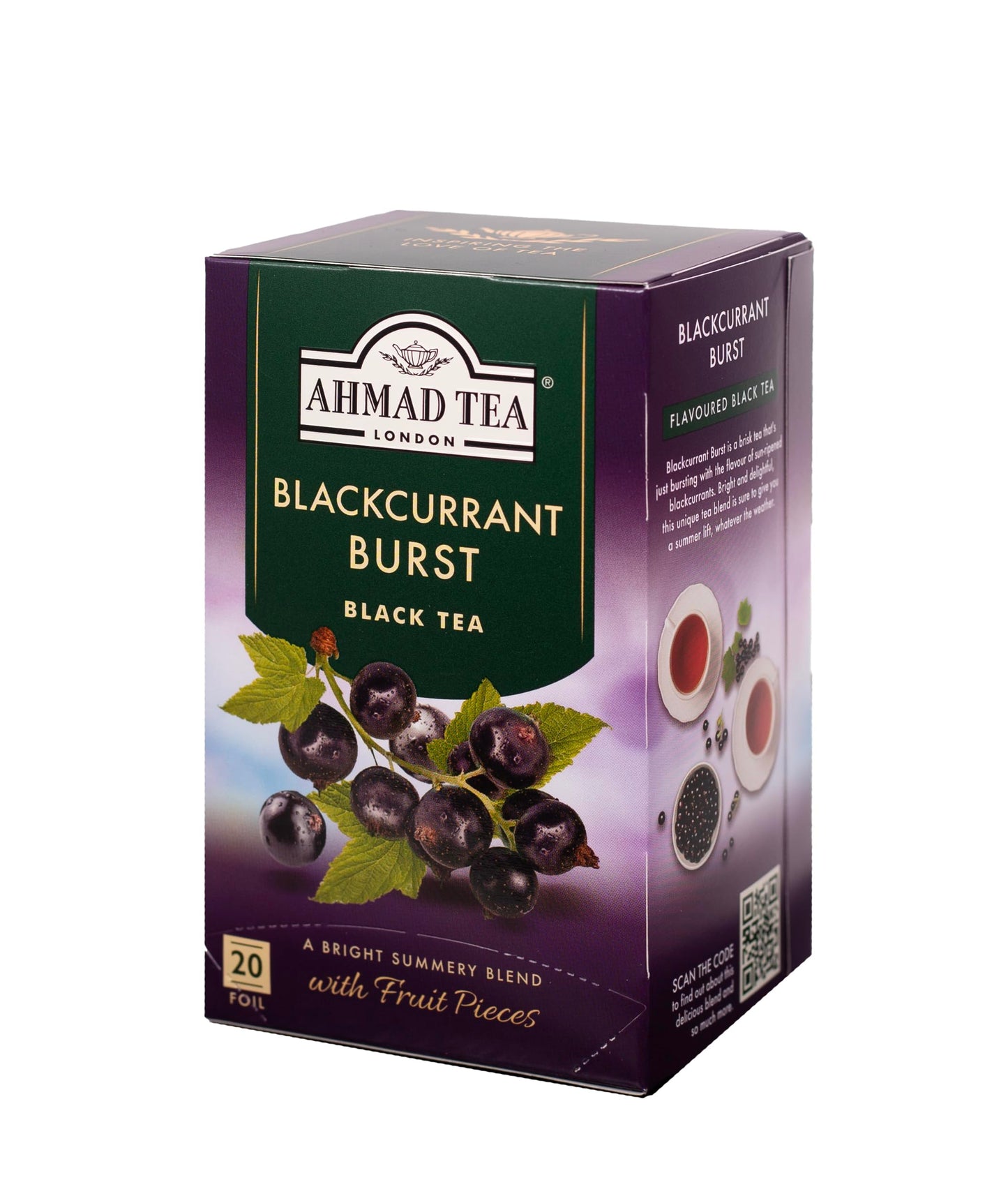 Ahmad Tea Blackcurrant Burst Black Tea, 20-Count Box, Model 710