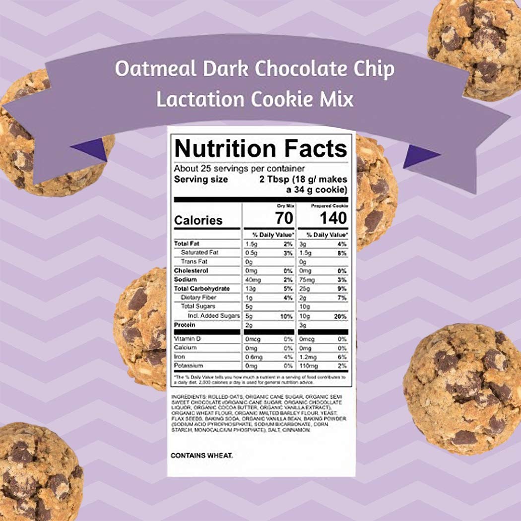MilkBliss Dark Chocolate Chip Lactation Cookie Mix- Oatmeal Breastfeeding Cookie dietary product Support for Milk Supply Increase 15 oz