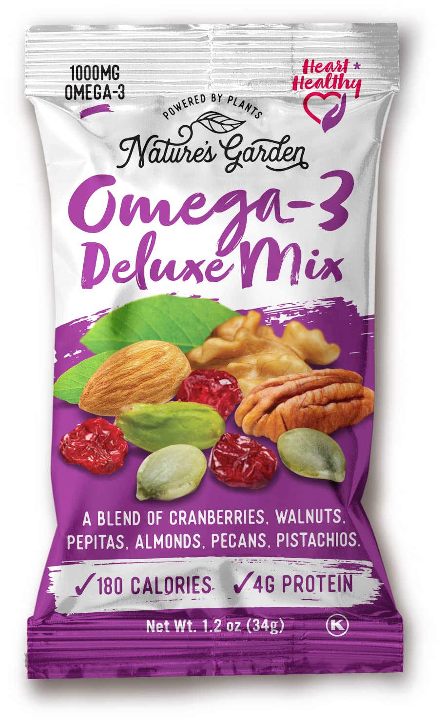 Natures Garden Healthy Trail Mix Snack Pack - Premium Nuts and Seeds, 57.6 oz, Food Allergy Free, 48 Individual Bags