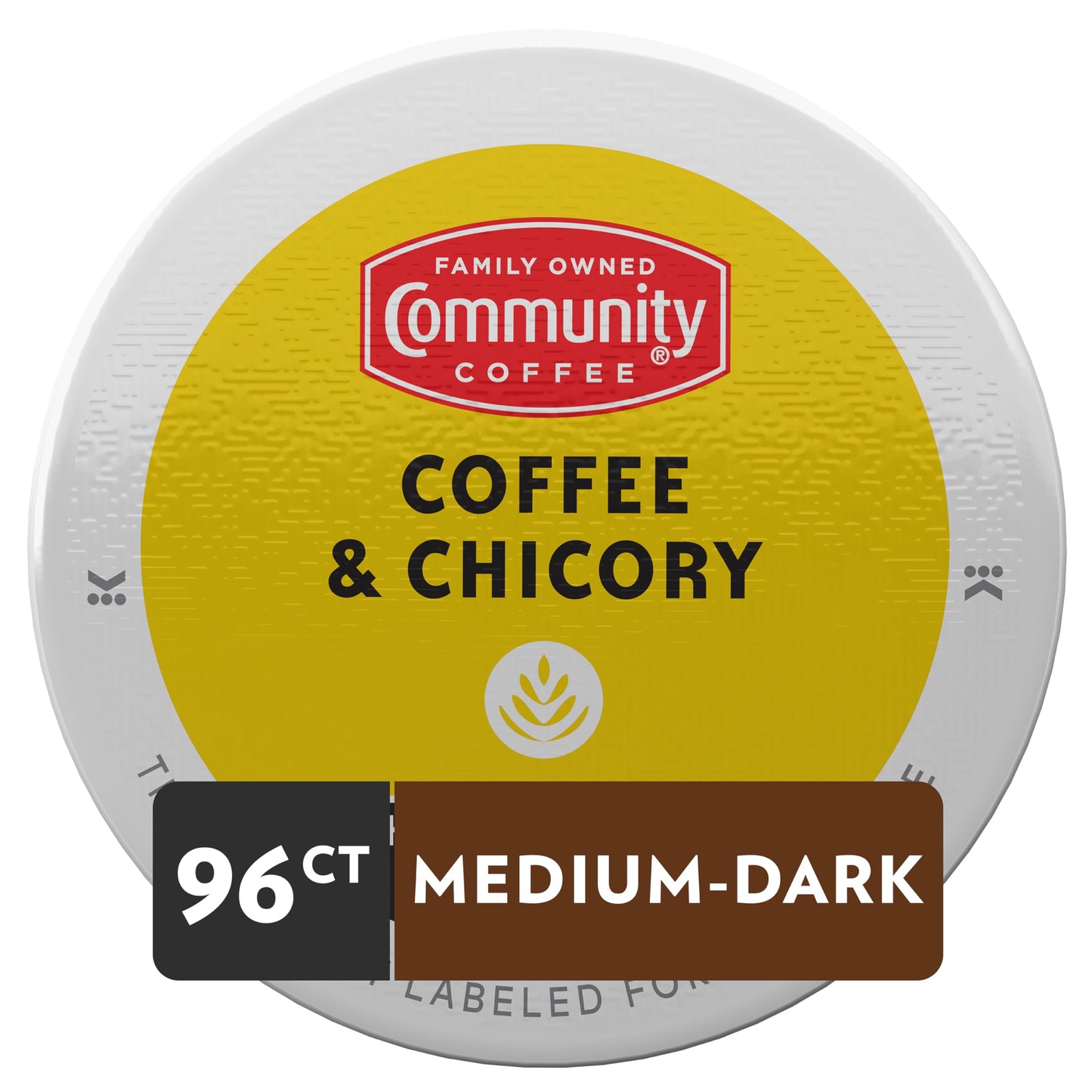 Community Coffee Coffee & Chicory Pods, Medium-Dark Roast, Compatible with Keurig 2.0, 96 Count (24 Count Pack of 4)