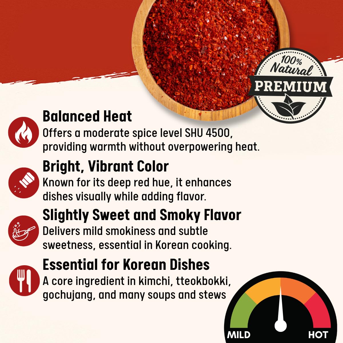 Premium Gochugaru Korean Red Pepper Flakes - 100% Asian Sun-Dried Chili Flake For Kimchi, Stews, And Versatile Cooking - 6.34Oz