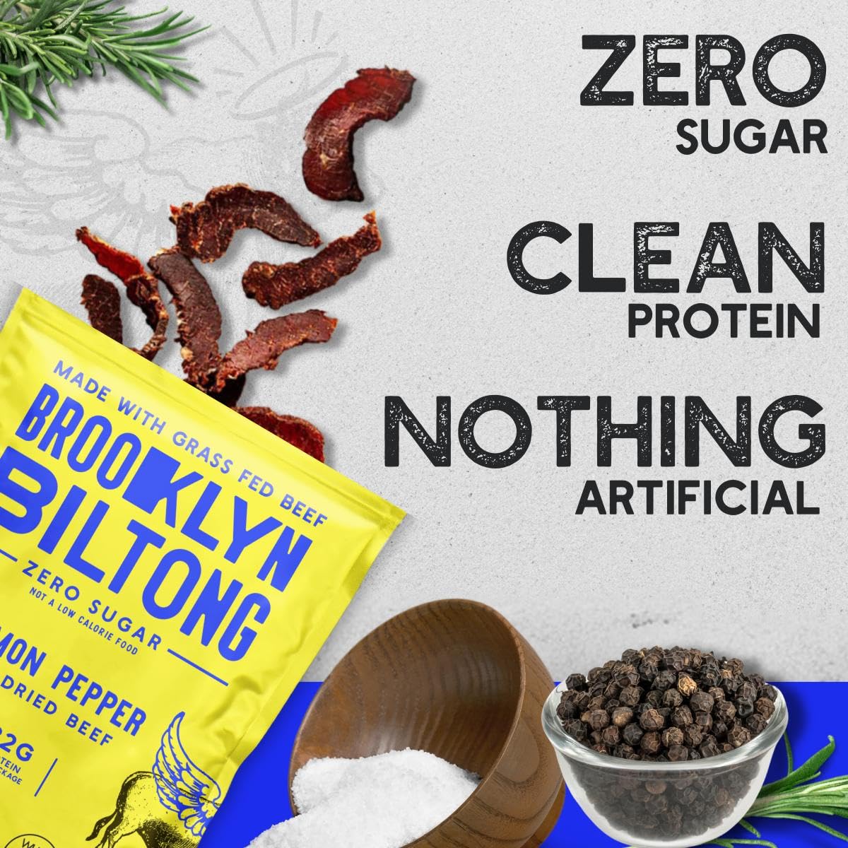 Brooklyn Biltong Air Dried Beef Snack, Whole30 Approved, Paleo, Keto, Gluten Free, Sugar Free, 8 oz Bag