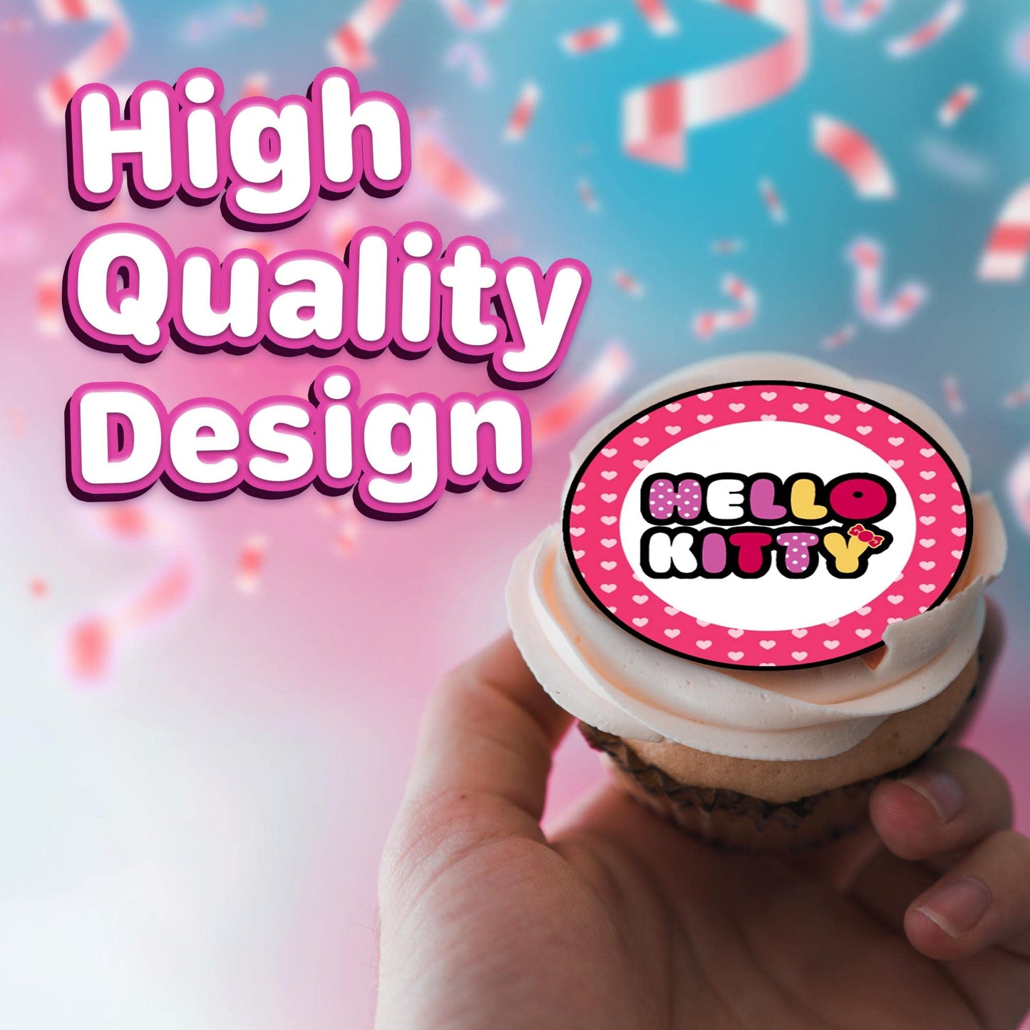 30 X Edible Cupcake Toppers Themed Of Hello Kitty Party Collection Of Edible Cake Decorations | Uncut Edible On Wafer Sheet