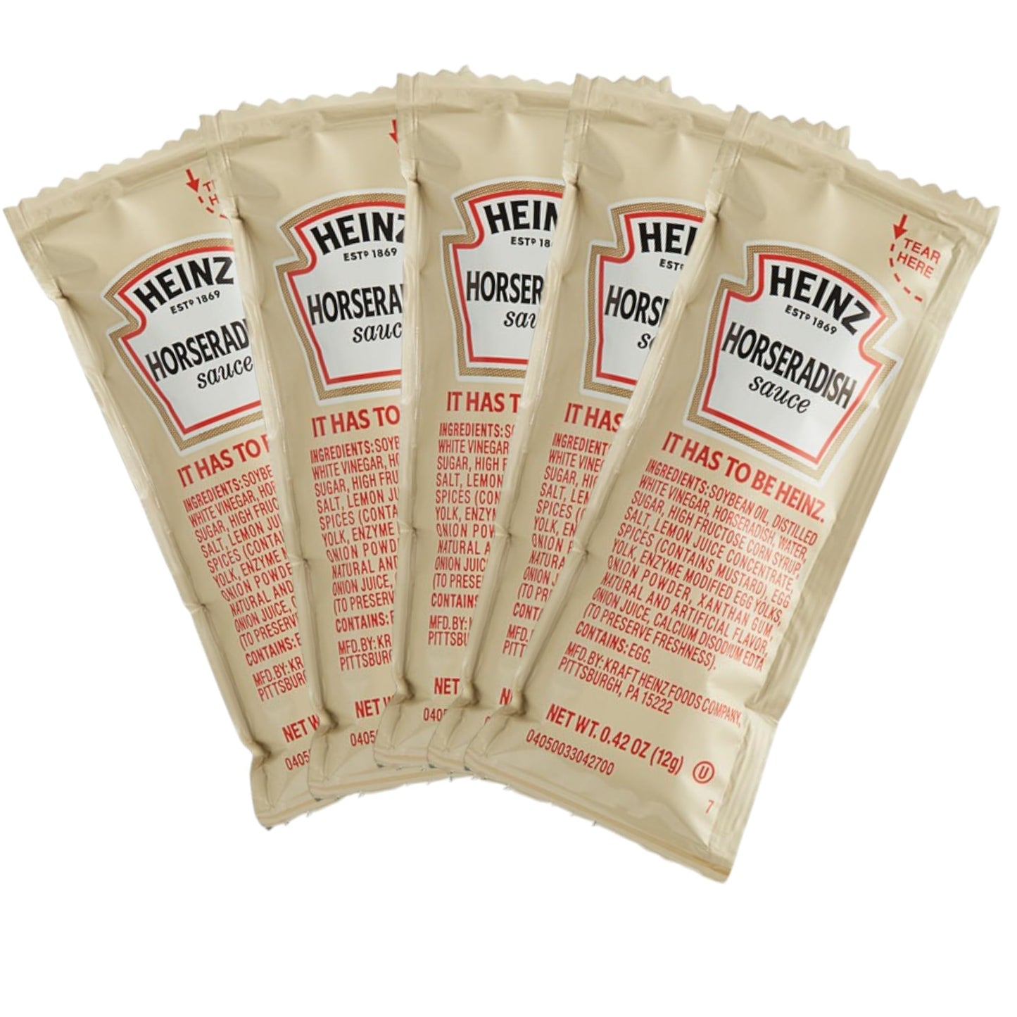 Horseradish Packets Condiment, Single Serve Packets, Heinz 12 Gram, 25 pcs.