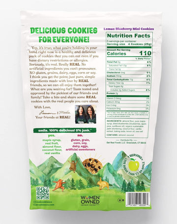Real Lemon Blueberry Mini Cookie Poppers - Bite-Sized Gluten Free Semi Soft Baked Cookies - Dairy Free, Vegan, Kosher, Paleo - D