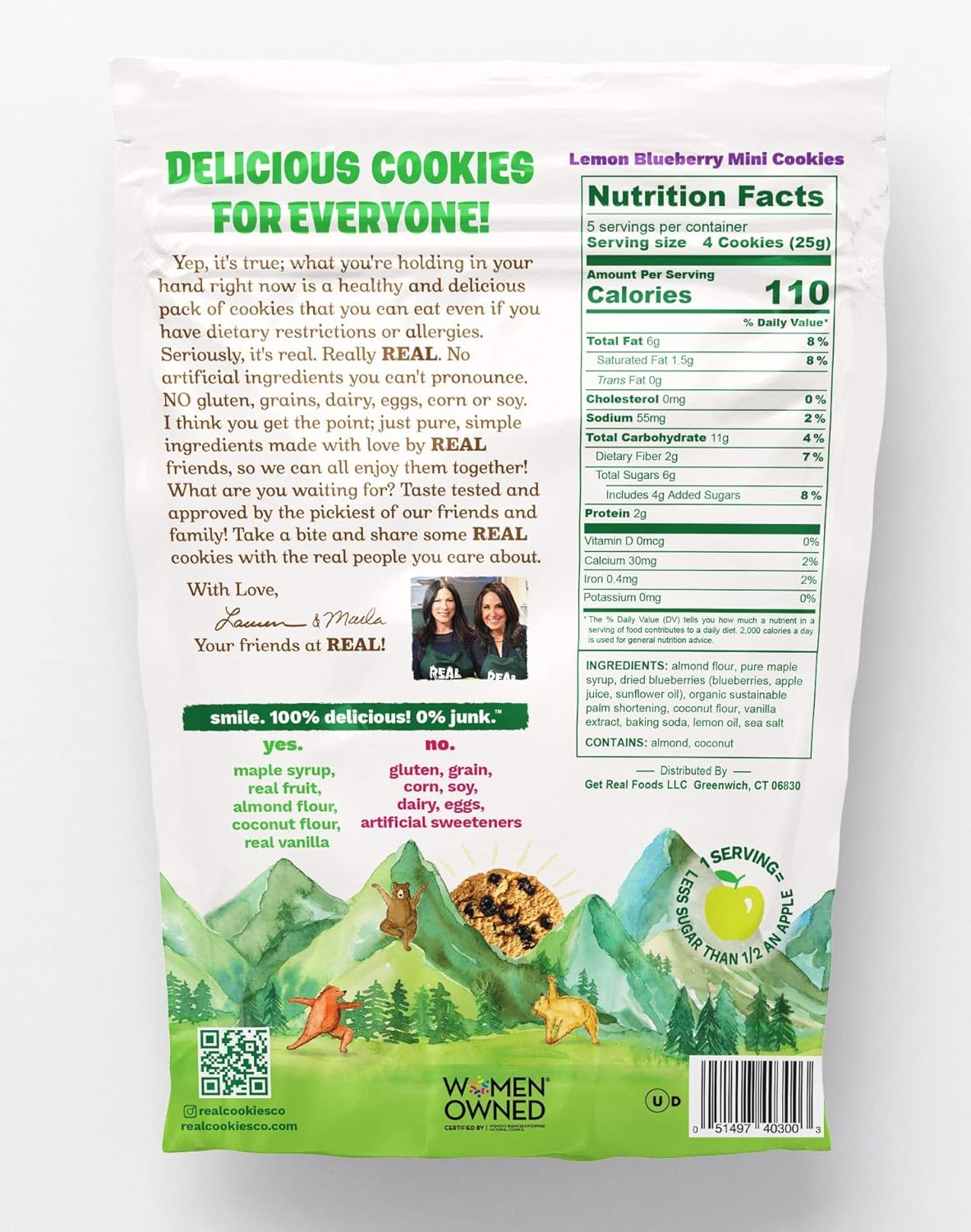 REAL Lemon Blueberry Mini Cookie Poppers - Gluten Free, Dairy Free, Vegan - 6 Pack