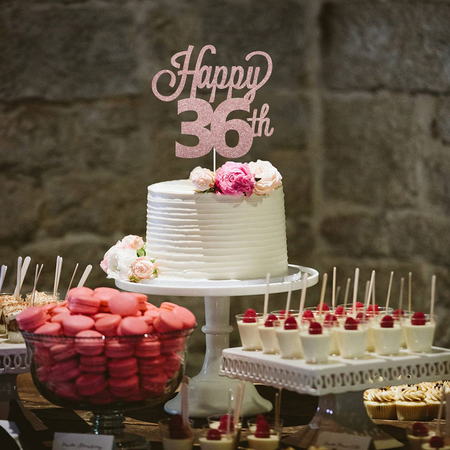 Lingteer Happy 36Th Birthday Cake Topper - Cheers To 36Th Birthday 36 Years Old Birthday Party Cake Decorations Sign.