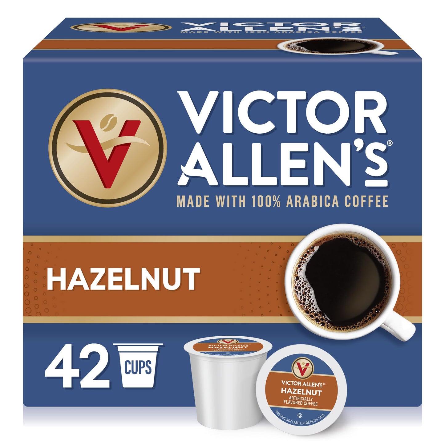 Victor Allens Coffee Hazelnut Flavored Medium Roast Single Serve Pods, 42 Count, Brown, Compatible with Keurig K-Cup Brewers