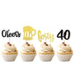 ZHUOWEISM 36 PCS Cupcake Toppers Glitter Beer Mug Decorations for 40th Birthday, Small, Gold+White, Bamboo Material