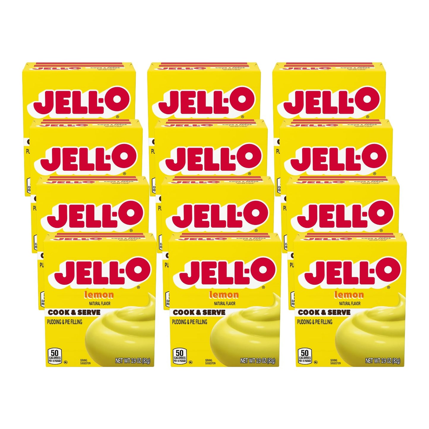 Jell-o Cook & Serve Pudding & Pie Filling Lemon Flavor 2.9 Oz (Pack of 12)