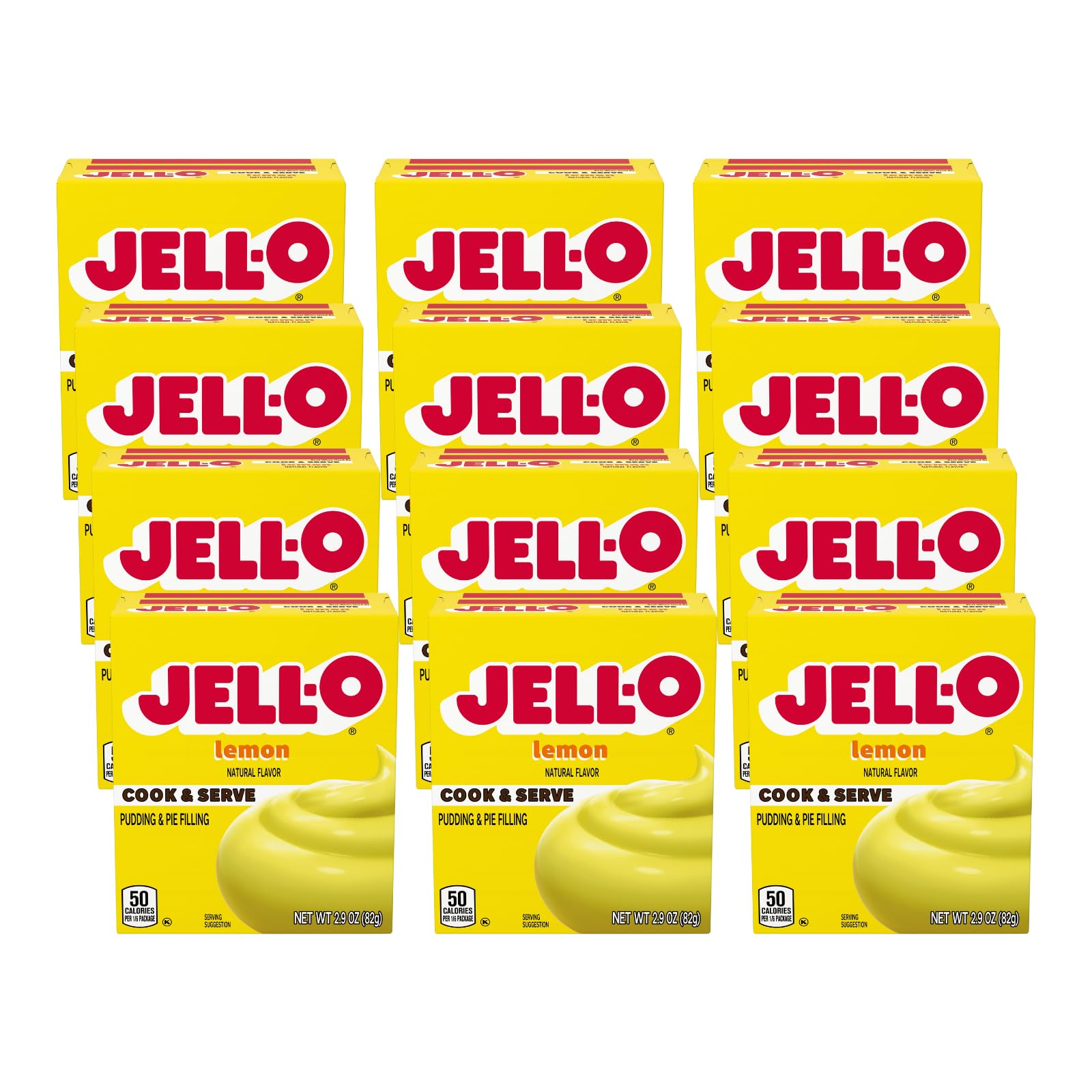 Jell-o Cook & Serve Pudding & Pie Filling Lemon Flavor 2.9 Oz (Pack of 12)