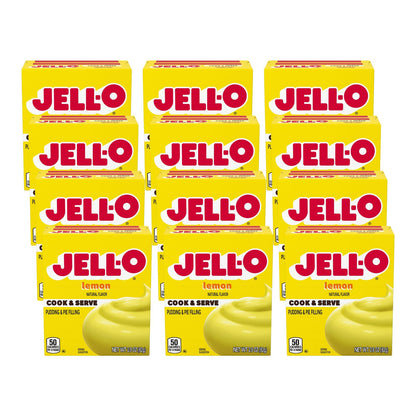 Jell-o Cook & Serve Pudding & Pie Filling Lemon Flavor 2.9 Oz (Pack of 12)