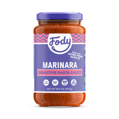 Fody Foods Marinara Pasta Sauce, 19.4 Oz, Garlic and Onion Free, Low FODMAP Certified, Gut & IBS Friendly, Vegan, Non-GMO, Glute