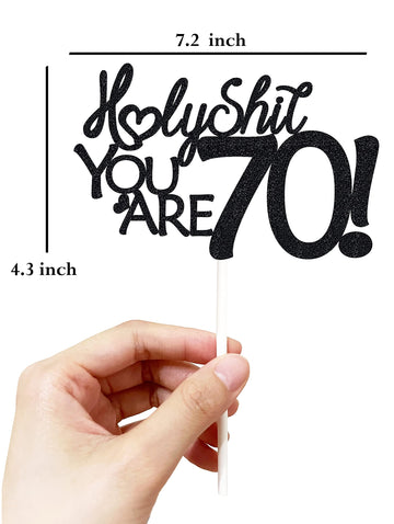 70 Birthday Cake Toppers-Black Glitter, Seventy Cake Topper, 70 Cake Topper, 70Th Birthday Decorations,70Th Birthday Cake Topper