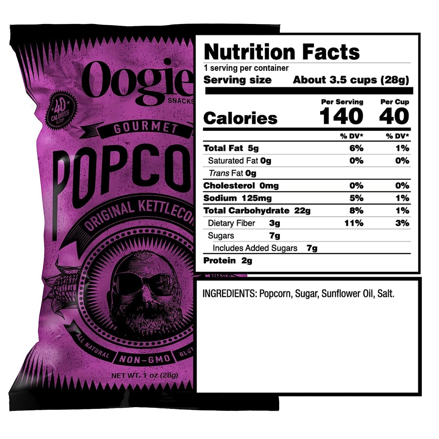 Oogie'S Gourmet Popcorn | 20 Pack | Original Kettlecorn Flavor | Gluten Free Popcorn Snacks | 1Oz Individual Bags