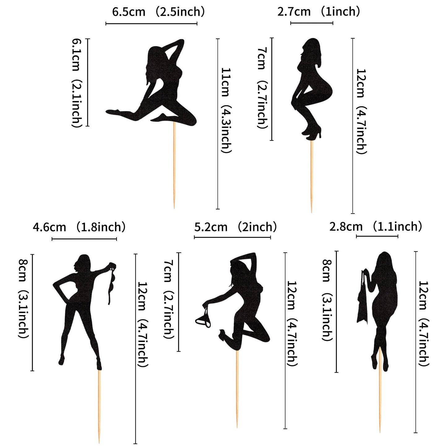 Ercadio 25 Pack Hot Woman Dancers Cupcake Toppers Black Glitter Dancers Cupcake Picks Music Dancer Theme Cupcake Picks Music The