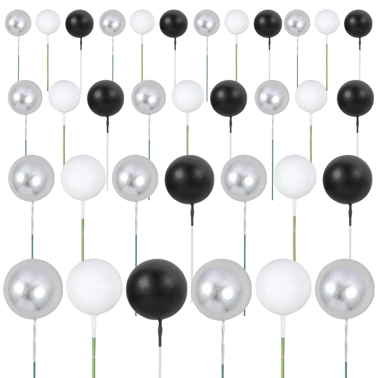 Gyufise 30Pcs Balls Cake Toppers Ball Picks Ball Shaped Cupcake Toppers Foam Balls Cake Topper Mini Balloons Cake Decorations Fo
