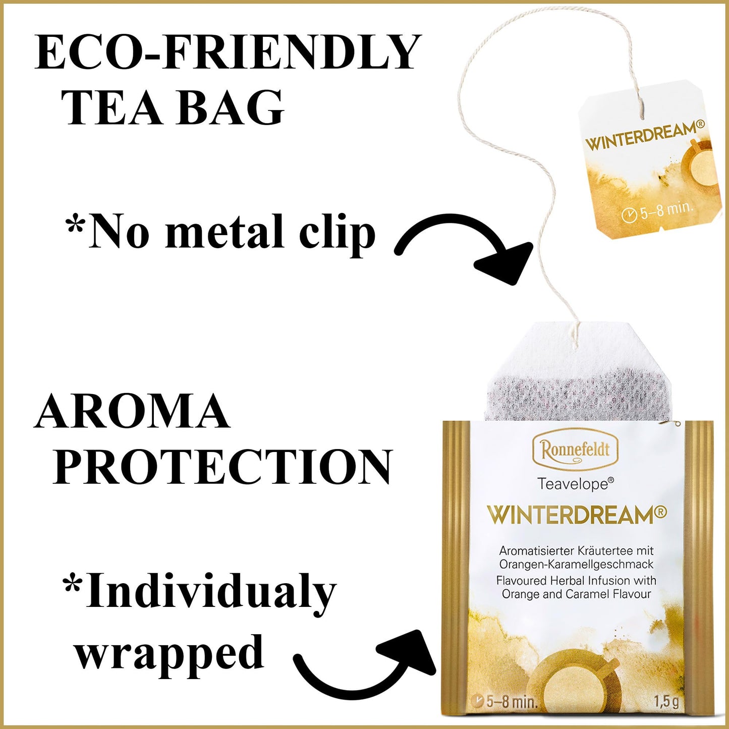 Ronnefeldt Winter Dream Chai Herbal Tea - Caffeine-Free Rooibos with Orange, Caramel, Cinnamon & Cloves - 25 Individually Wrapped Bags