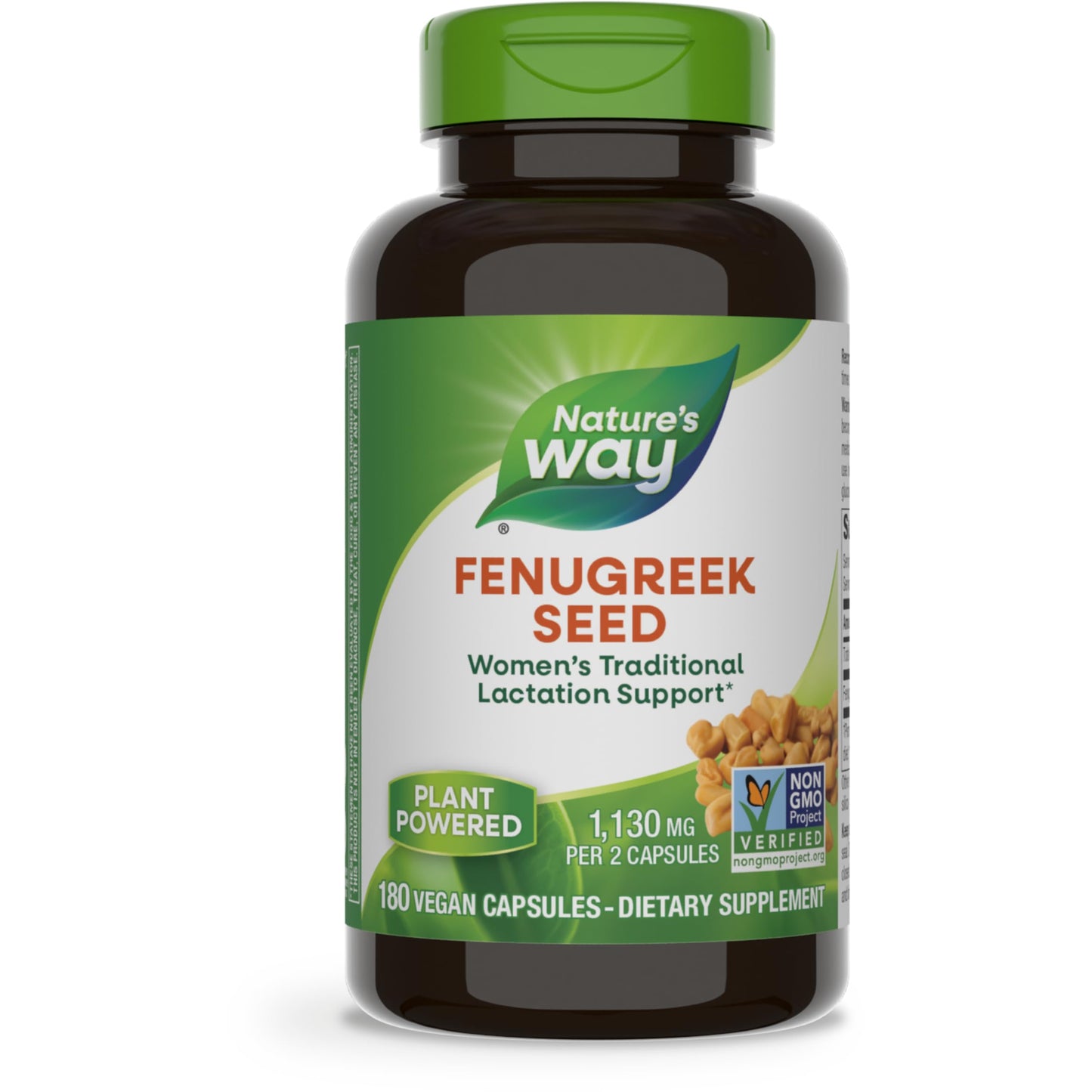 Natures Way Fenugreek Seed Supplement, Non-GMO, Vegan, 180 Capsules, Model 14610