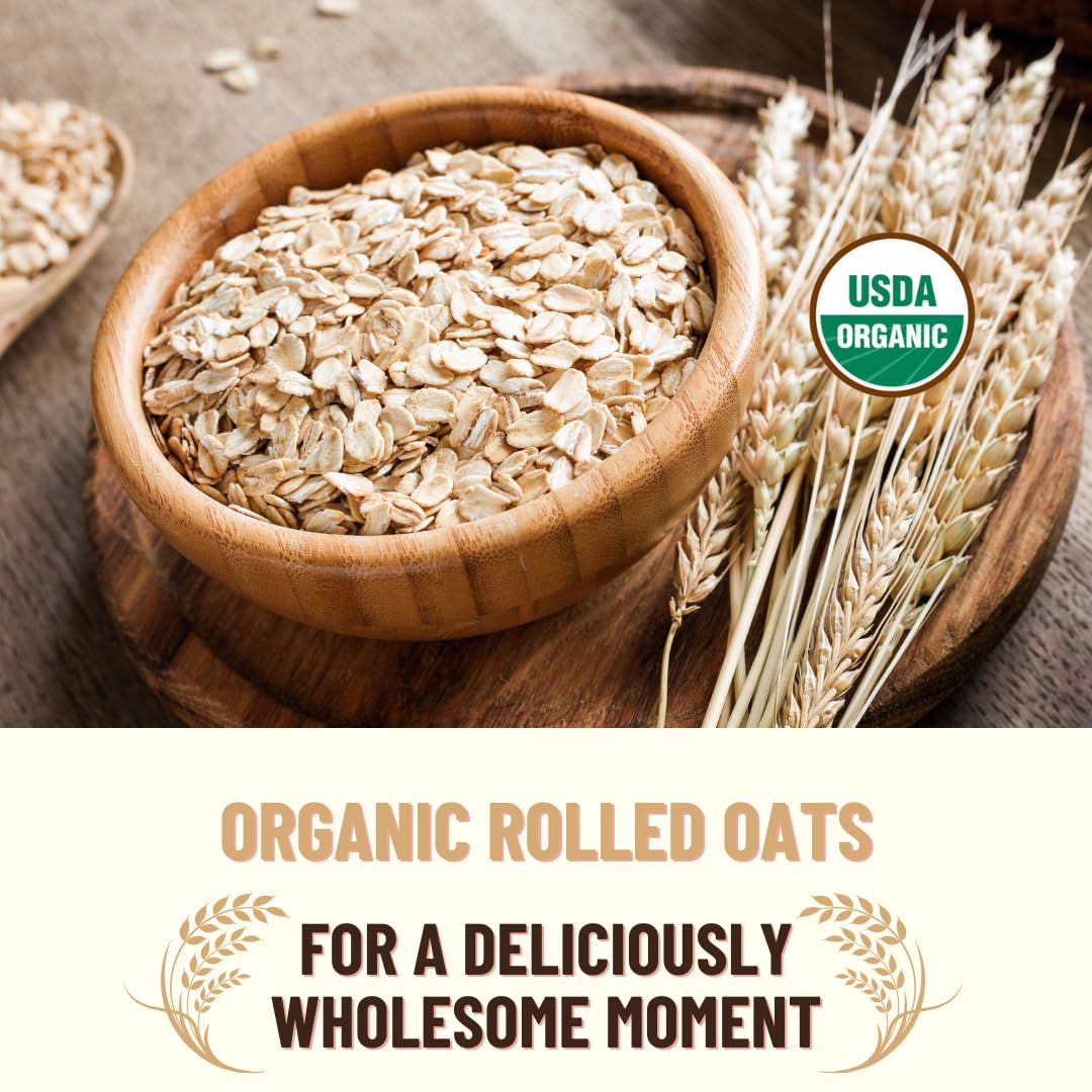 Mountain High Organics Inc. Certified Organic Rolled Oats 6G Bucket (23Lbs), Tan