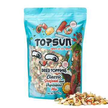 Ramen Toppings Seafood Mix 14oz, 11 Ingredients Blend with Added Superfood Goji, Dried Ramen Toppings for Ramen Noodles, Non-GMO
