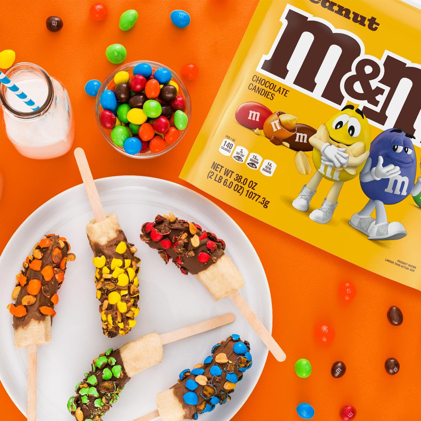 M&M S Peanut Milk Chocolate Candy, Chocolate Candy Bulk, Party Size 38 oz Bag (Pack of 2)