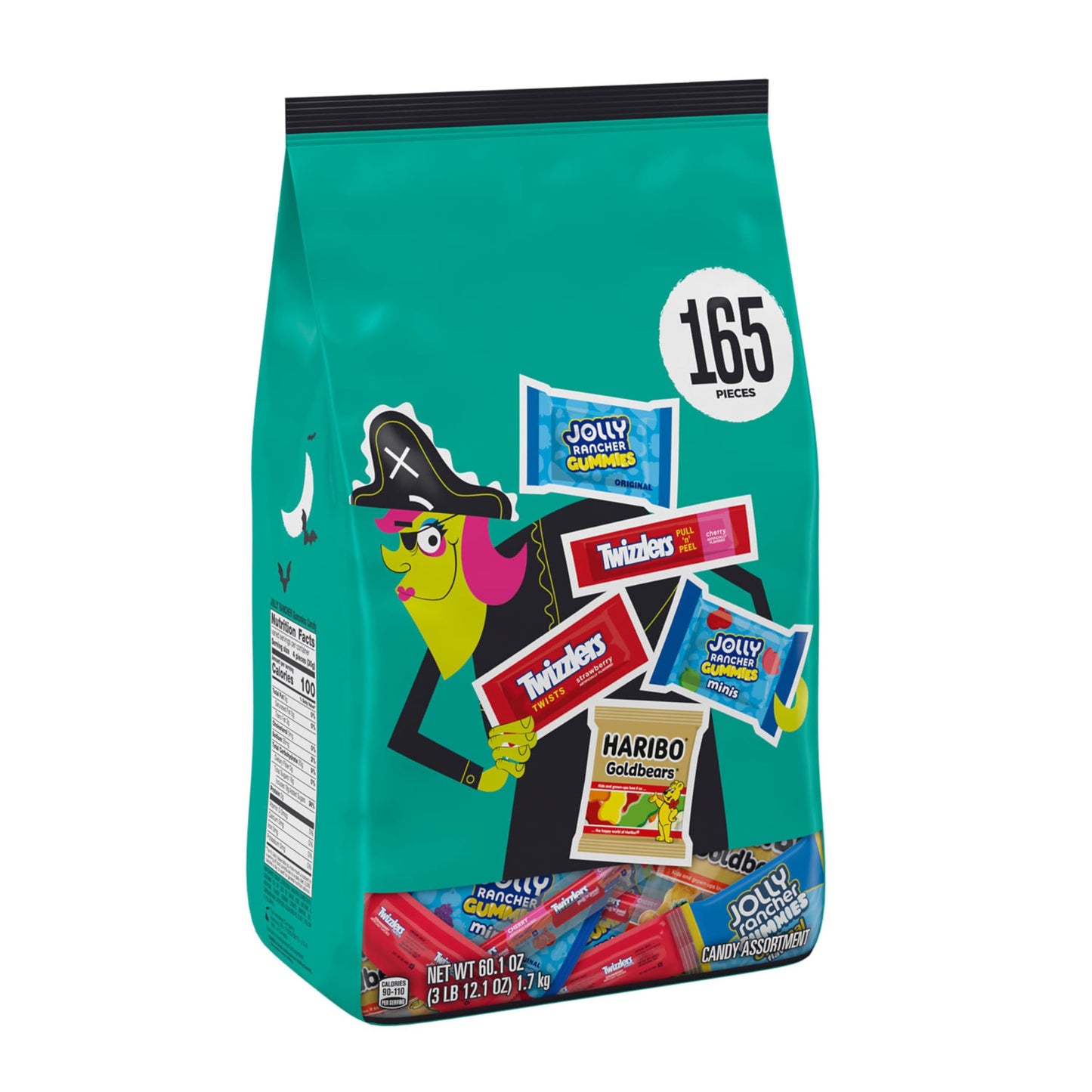 HAL Sweets Assortment Stand Up Bag (JOLLY RANCHER Gummies  JOLLY RANCHER Gummies Minis  TWIZZLERS PULL N PEEL Cherry Flavored  TWIZZLERS Strawberry Flavored Twists and HARIBO GOLDBEARS)