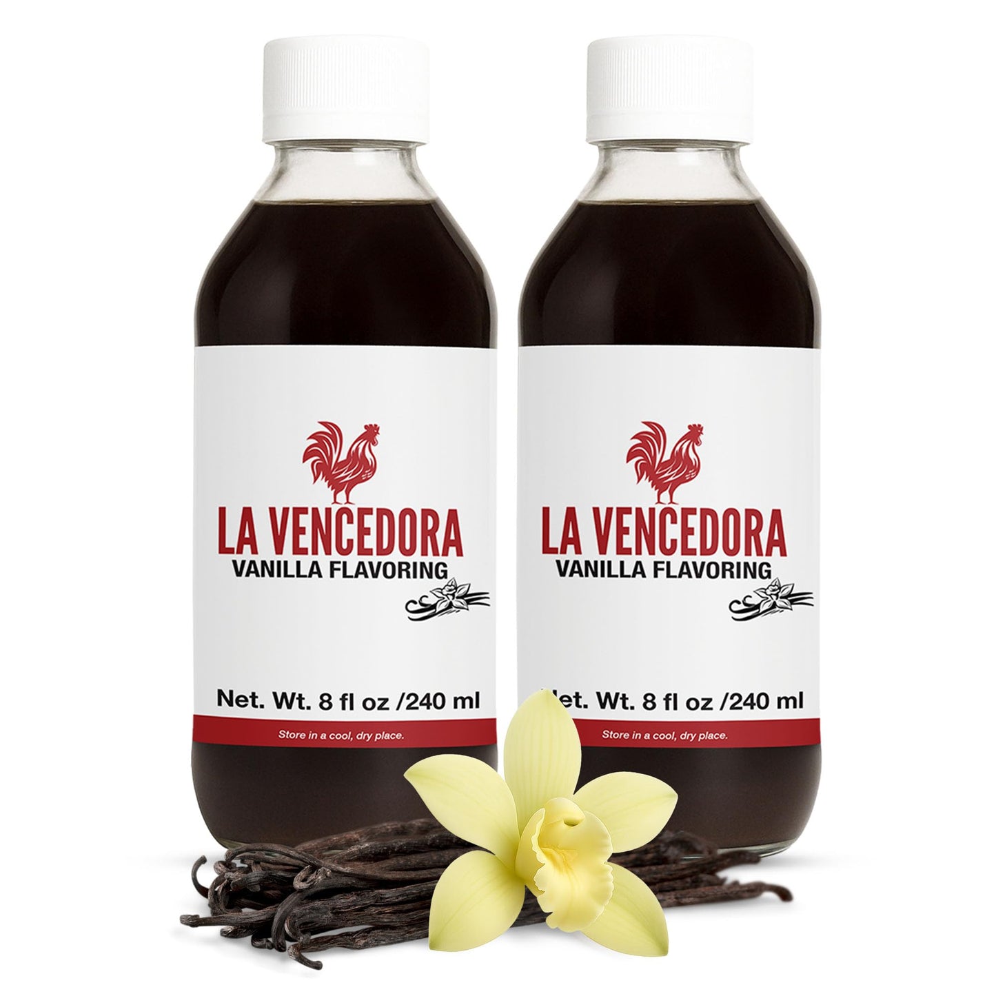 La Vencedora Mexican Vanilla Extract 2 Pack - 8 Fl Oz Bottles - Traditional Vanilla Flavoring For Baking  Cooking & Desserts - Vegan  Glutten Free  Natural Process  Made In Mexico