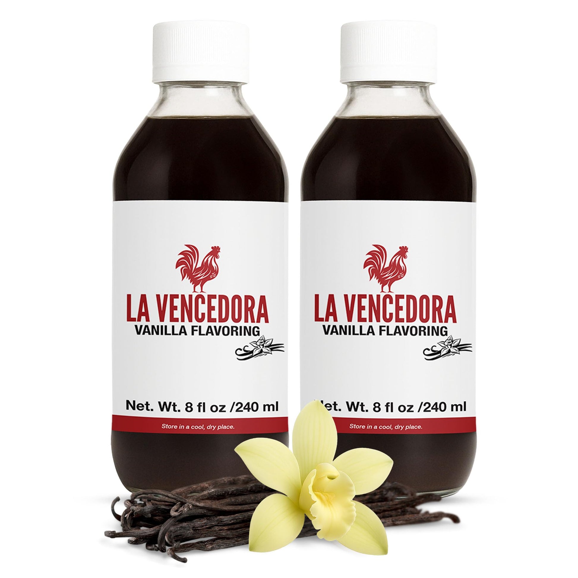 La Vencedora Mexican Vanilla Extract 2 Pack - 8 Fl Oz Bottles - Traditional Vanilla Flavoring For Baking  Cooking & Desserts - Vegan  Glutten Free  Natural Process  Made In Mexico