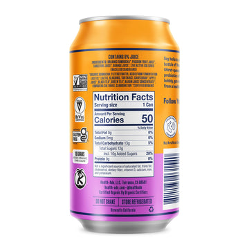 Health-Ade Passion Fruit-Tangerine Kombucha, Organic Drink, 12-Pack (11.5 Fl Oz Cans) - Fermented Tea With Probiotics, Non-Gmo,