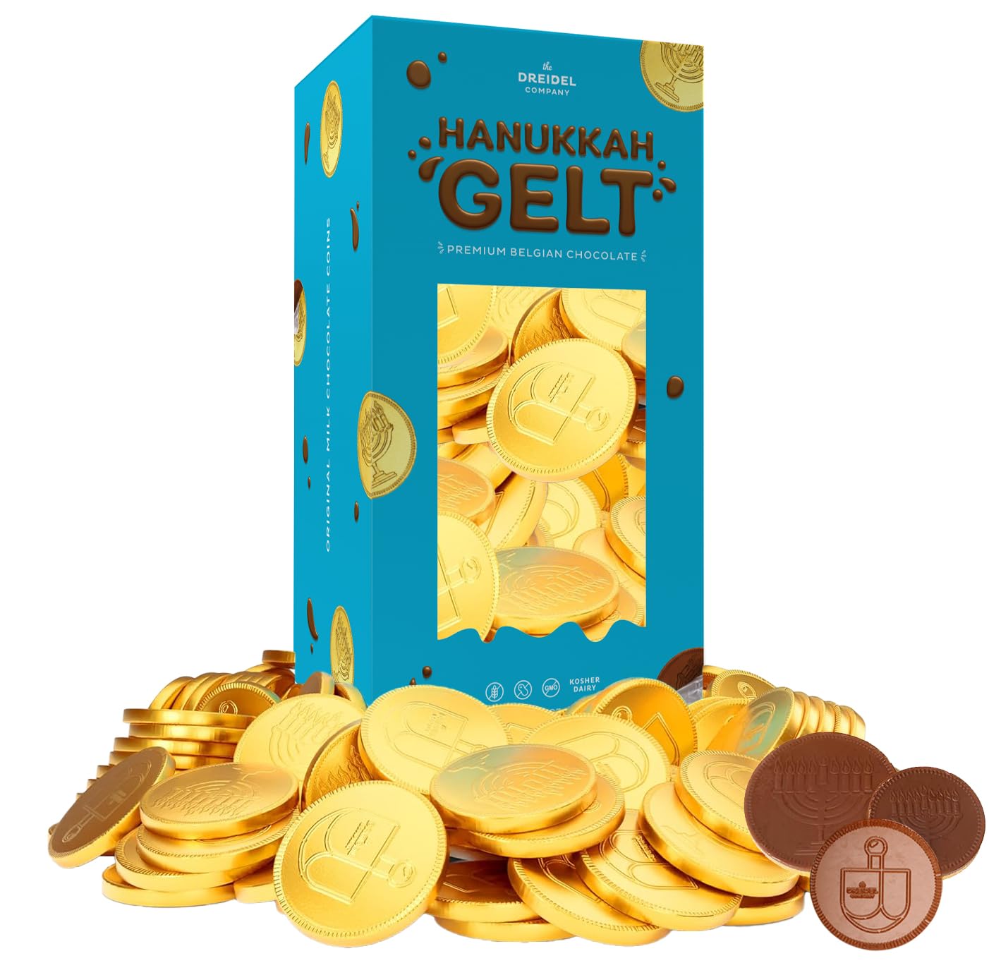 Hanukkah Chocolate Gelt  Nut-Free  Belgian Milk Chocolate Coins  1LB  Over 70 Coins  Kosher Chanukah Gelt (1 Pound)