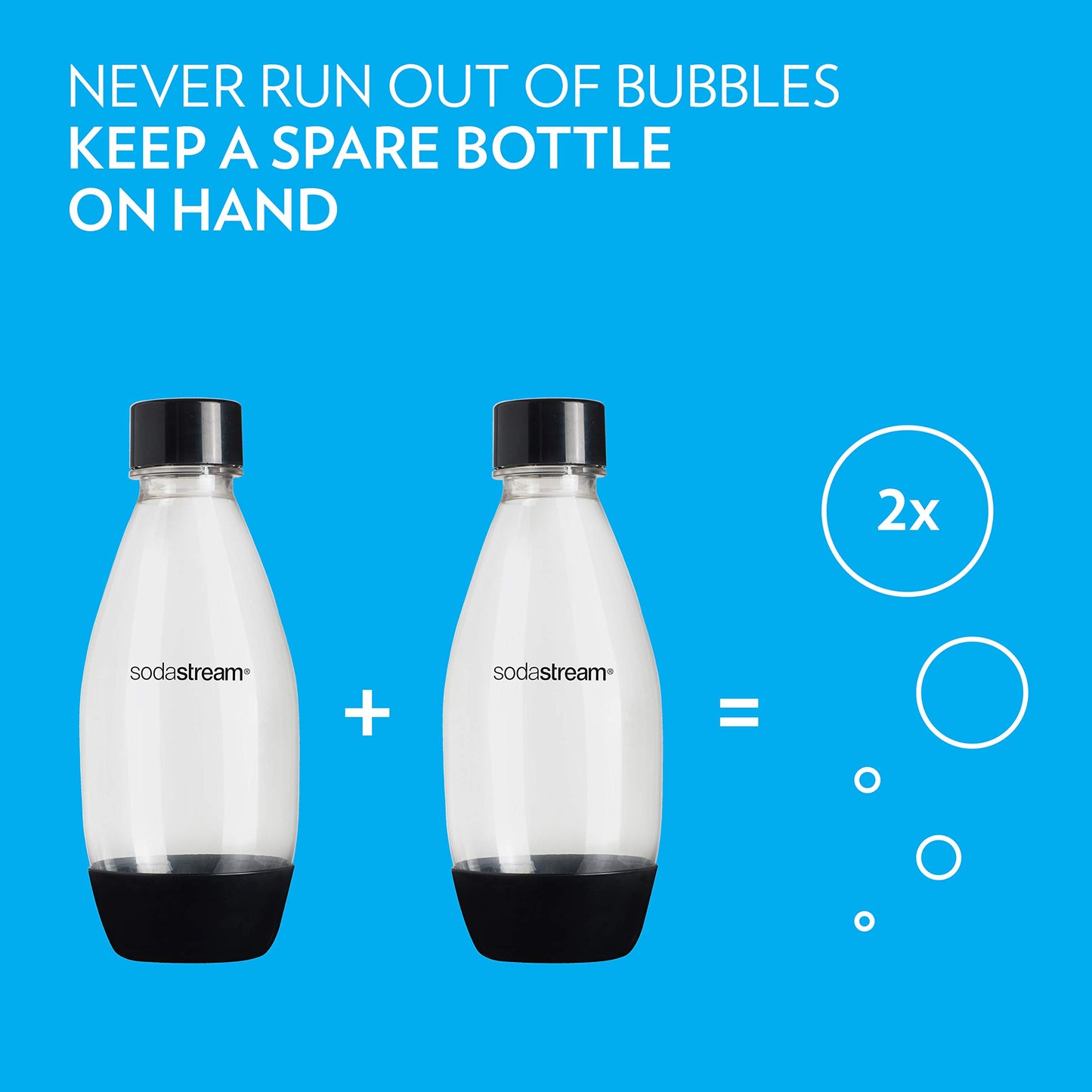 SodaStream 0.5L Twin Pack Dishwasher Safe Slim Bottle (Black)