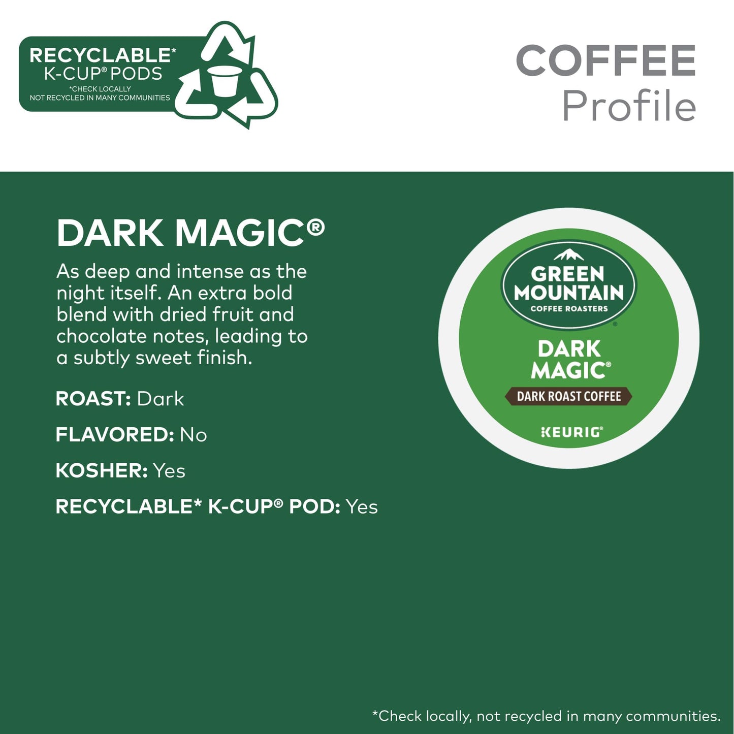 Green Mountain Coffee Roasters Dark Magic Coffee, Keurig Single-Serve K-Cup Pods, Dark Roast, 96 Count