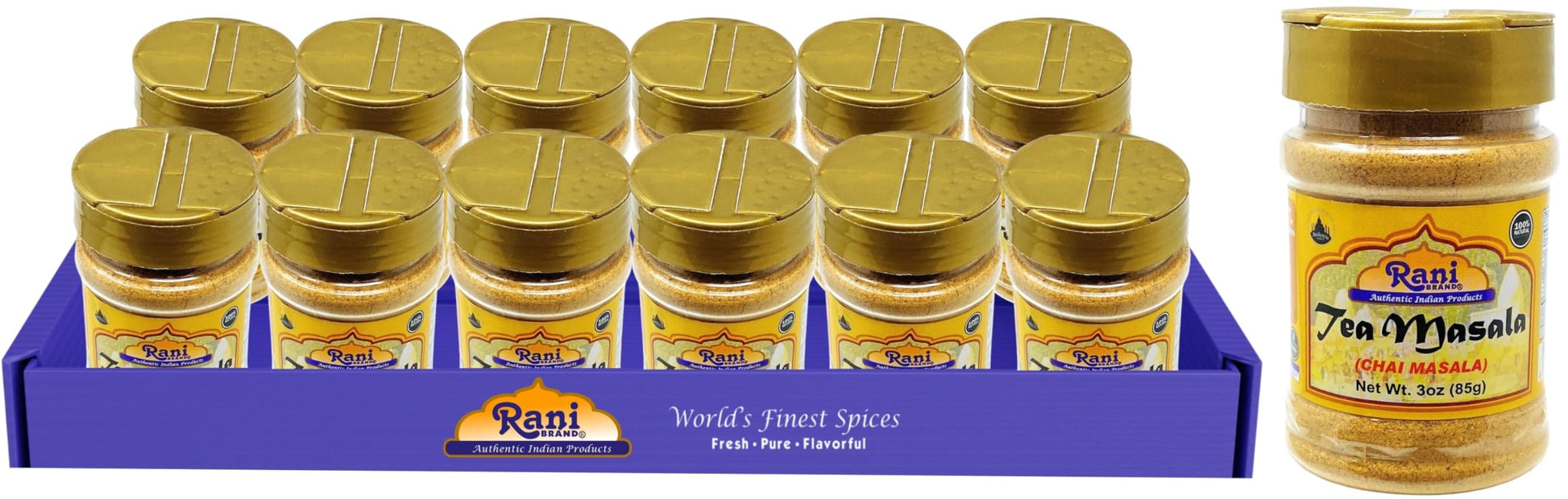 Rani Tea (Chai) Masala Indian Spice Blend 3oz (85g) PET Jar, Pack of 12 ~ All Natural | Vegan | Gluten Friendly | Salt & Sugar F