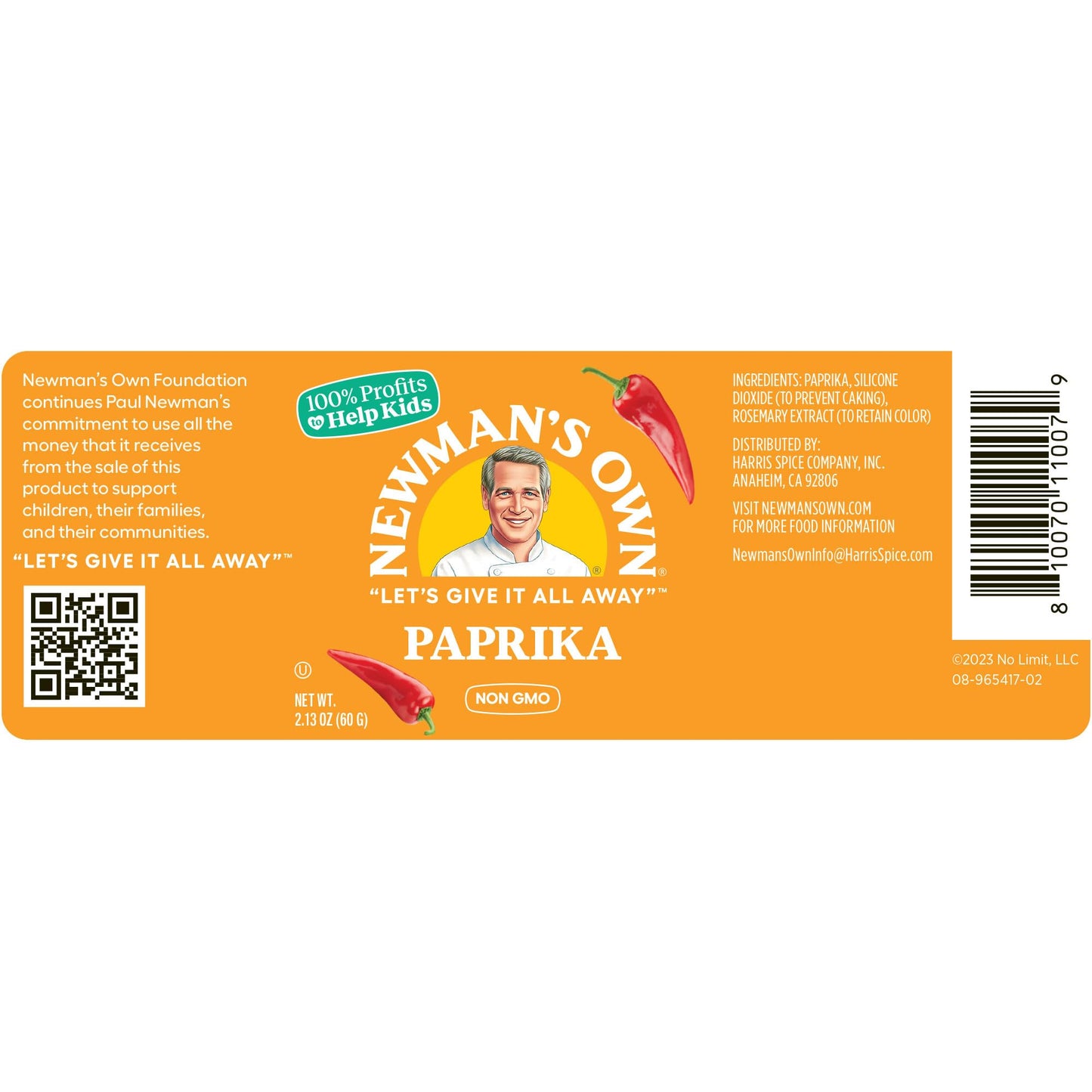 Newman'S Own Paprika, Sweet Paprika, Vibrant, Non-Gmo, Kosher Certified, 2.13 Oz