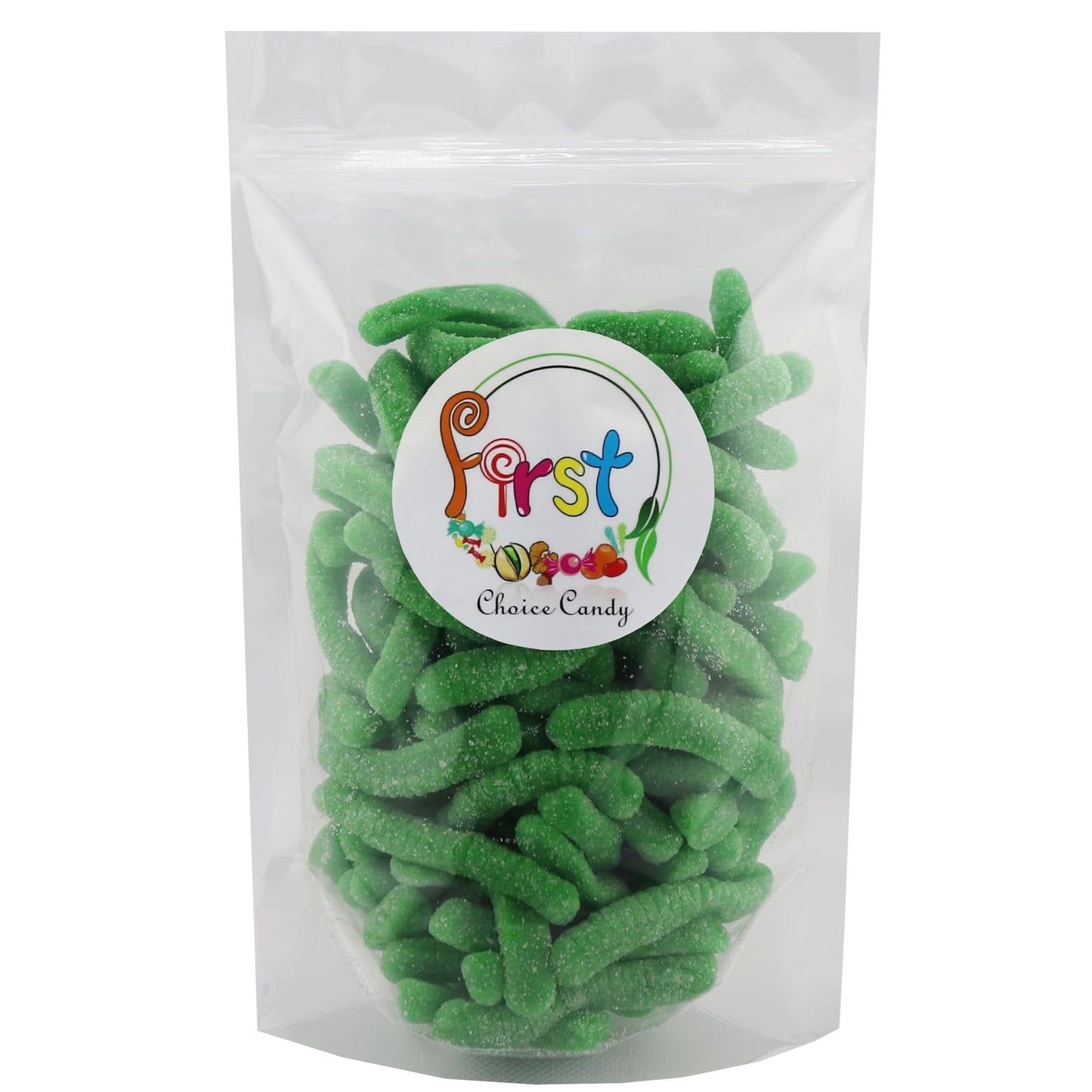 Firstchoicecandy Sweet & Sour Gummy Worms, Multi Flavors And Solid Colors (5 Pound, Sour Green Apple)